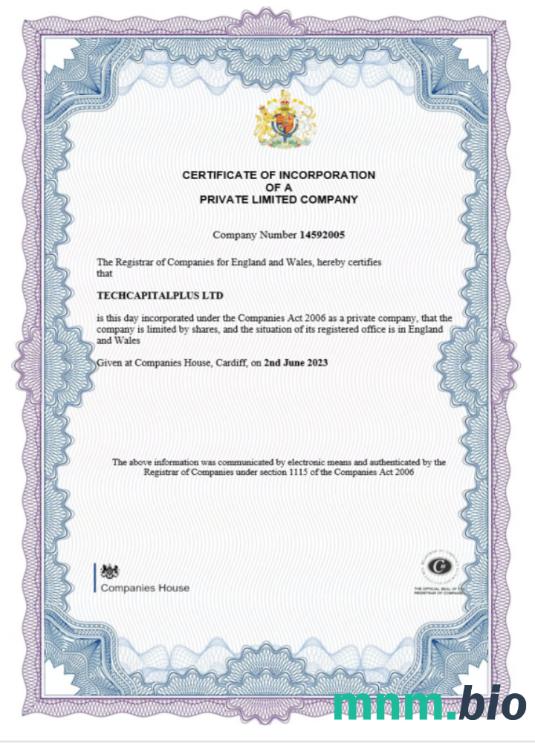 England and Wales vcertyfikat of inkorporacja registration, Word i szablon PDF version 2